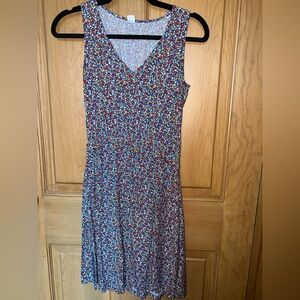 Old Navy Blue w/ Flower Print Sleeveless V-Neck Sundress
